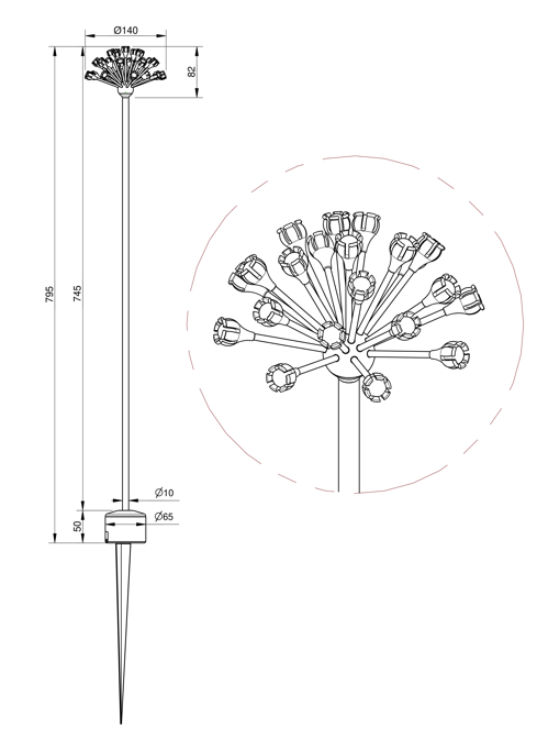 Schéma du projecteur paysager agapanthe